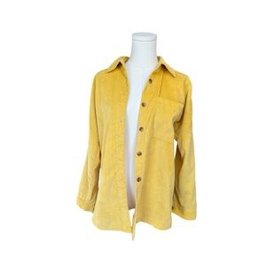 Cute Mustard Yellow Corduroy Shacket Button-Up Jacket S